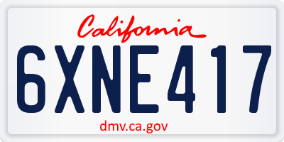 CA license plate 6XNE417