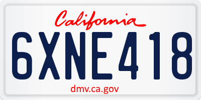 CA license plate 6XNE418