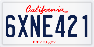 CA license plate 6XNE421