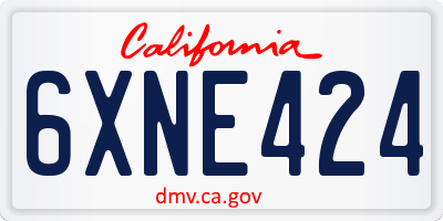 CA license plate 6XNE424