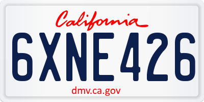 CA license plate 6XNE426