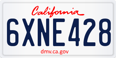 CA license plate 6XNE428