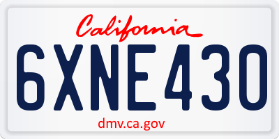 CA license plate 6XNE430