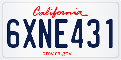CA license plate 6XNE431