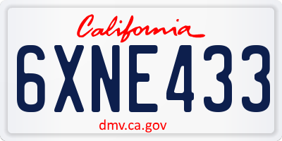 CA license plate 6XNE433