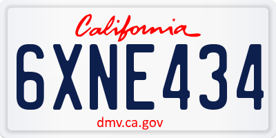 CA license plate 6XNE434