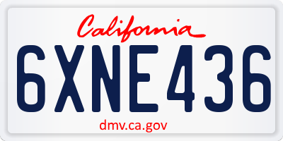 CA license plate 6XNE436