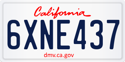 CA license plate 6XNE437