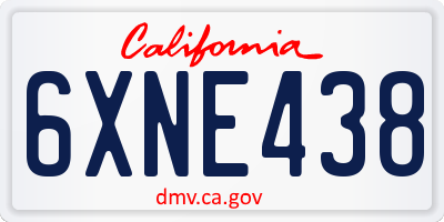 CA license plate 6XNE438