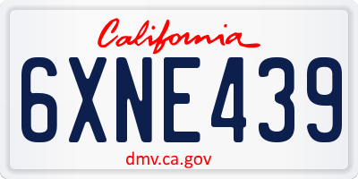 CA license plate 6XNE439
