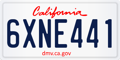 CA license plate 6XNE441
