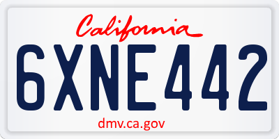 CA license plate 6XNE442