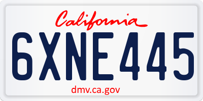 CA license plate 6XNE445