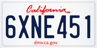 CA license plate 6XNE451