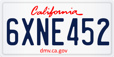 CA license plate 6XNE452
