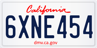 CA license plate 6XNE454