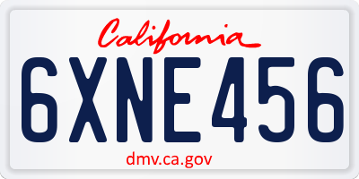 CA license plate 6XNE456