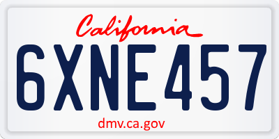 CA license plate 6XNE457