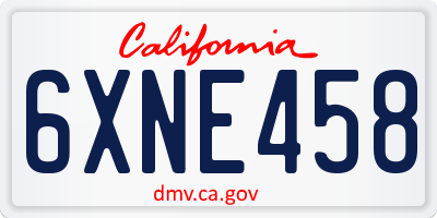 CA license plate 6XNE458