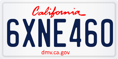 CA license plate 6XNE460