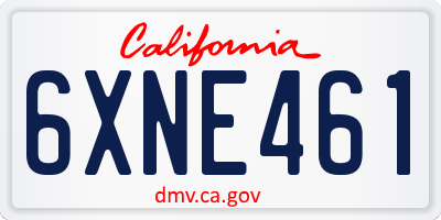 CA license plate 6XNE461