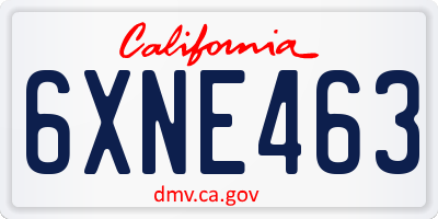 CA license plate 6XNE463
