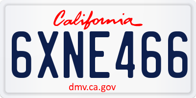 CA license plate 6XNE466
