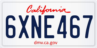 CA license plate 6XNE467