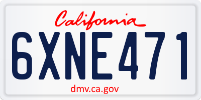 CA license plate 6XNE471