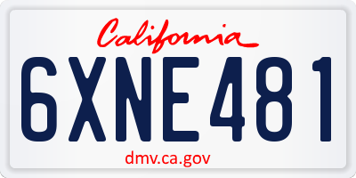 CA license plate 6XNE481