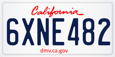 CA license plate 6XNE482