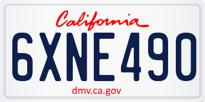 CA license plate 6XNE490