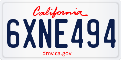 CA license plate 6XNE494