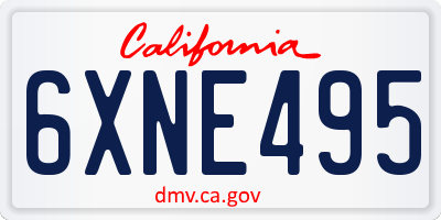 CA license plate 6XNE495