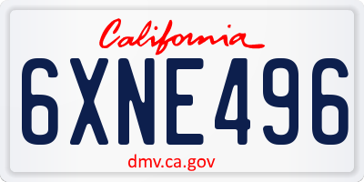 CA license plate 6XNE496