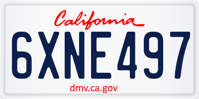 CA license plate 6XNE497