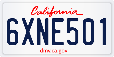 CA license plate 6XNE501