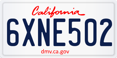 CA license plate 6XNE502