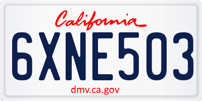 CA license plate 6XNE503