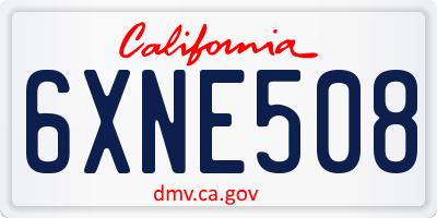 CA license plate 6XNE508