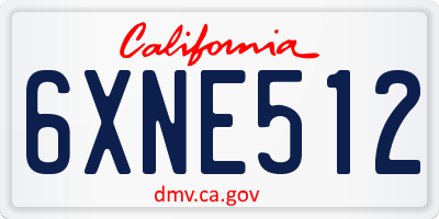 CA license plate 6XNE512