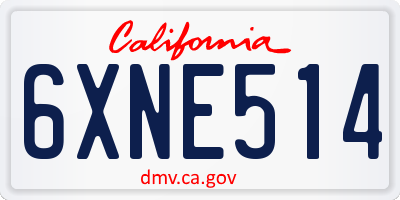 CA license plate 6XNE514