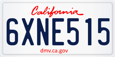 CA license plate 6XNE515