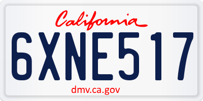 CA license plate 6XNE517
