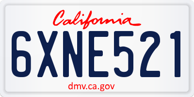 CA license plate 6XNE521