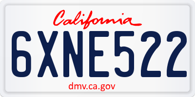 CA license plate 6XNE522