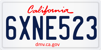 CA license plate 6XNE523