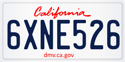 CA license plate 6XNE526