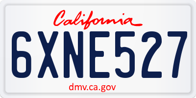 CA license plate 6XNE527