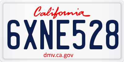 CA license plate 6XNE528